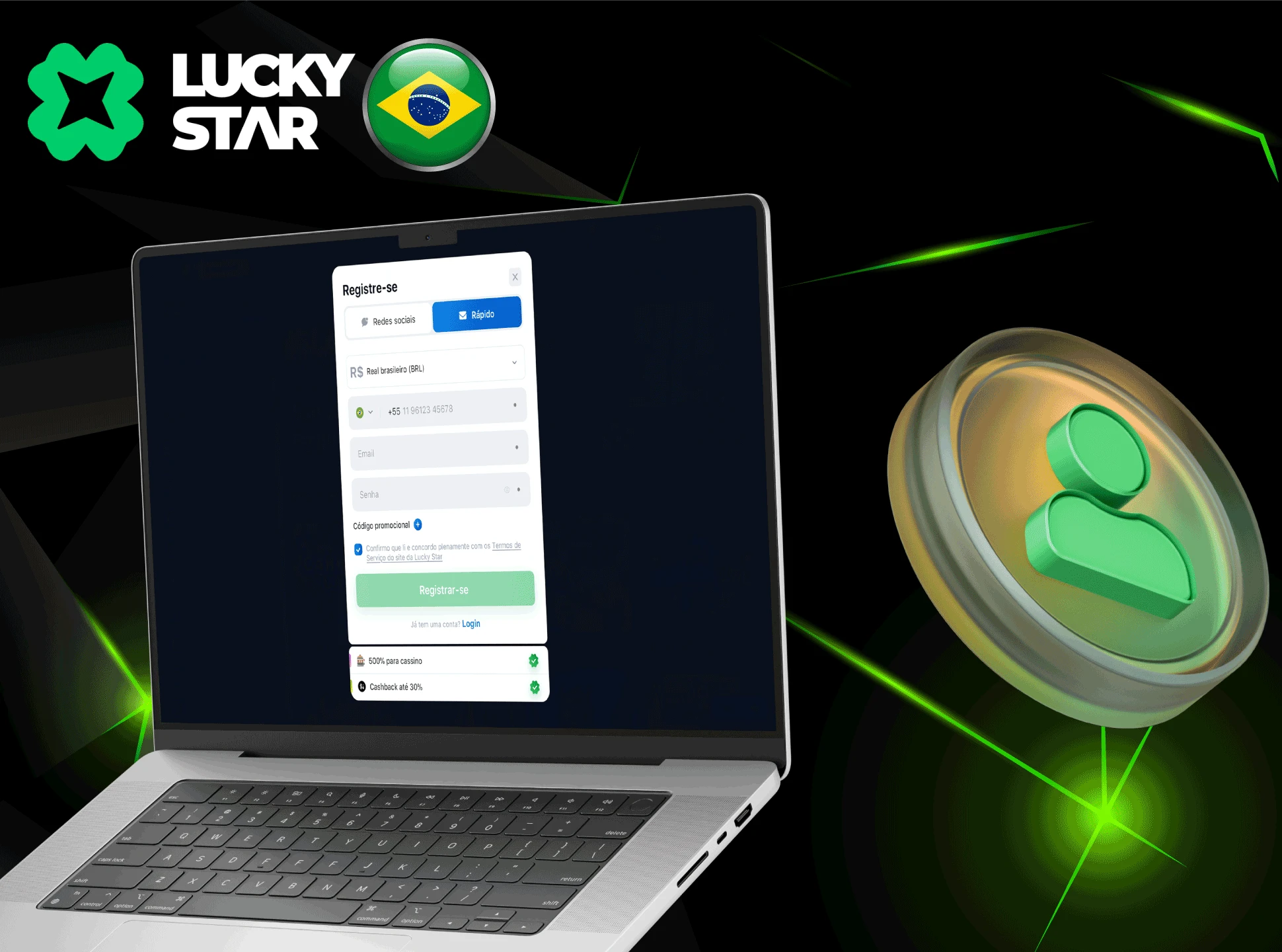 Criar uma conta na plataforma Lucky Star Brazil