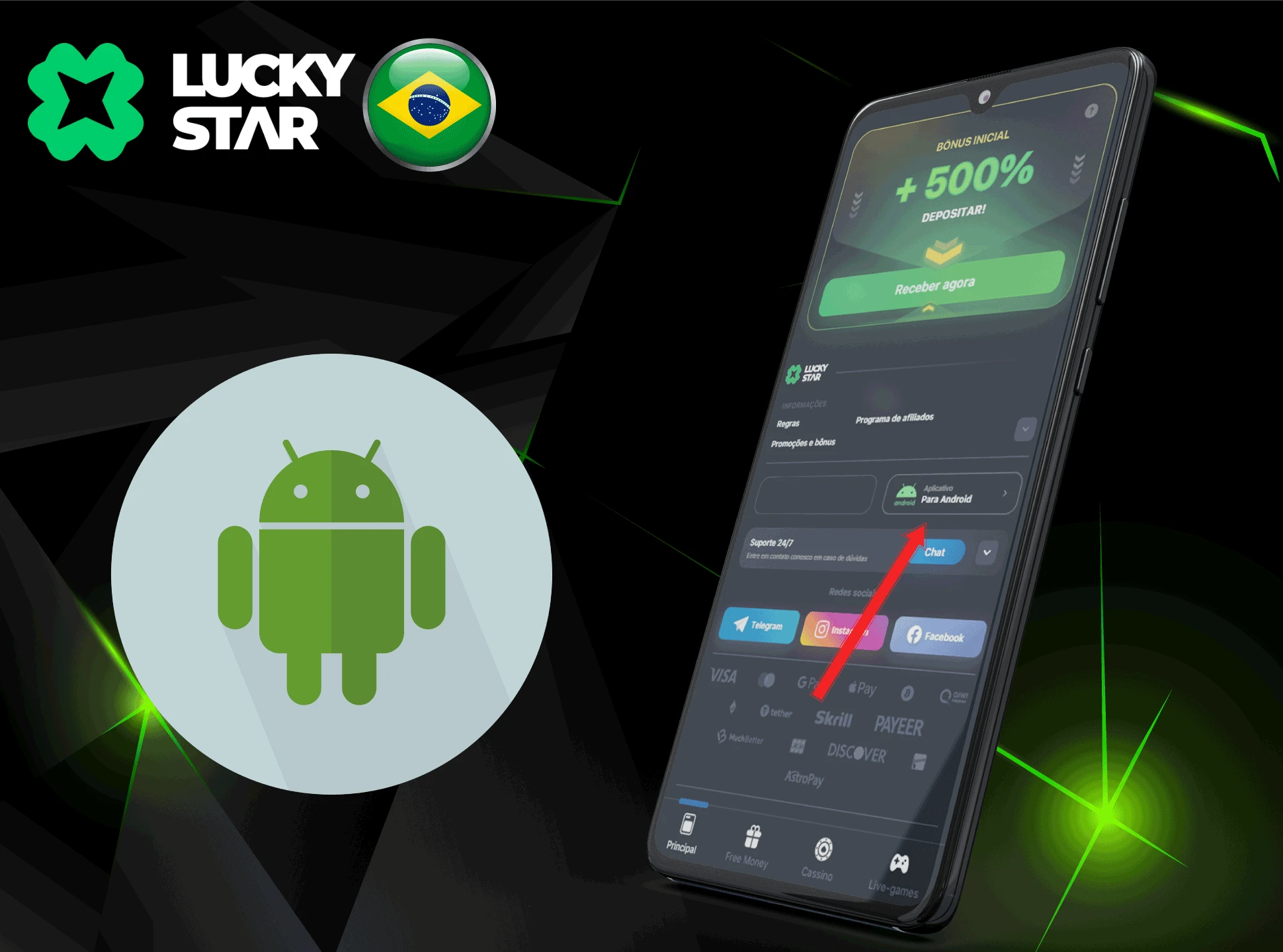 Instalar a versão móvel do casino na plataforma Android