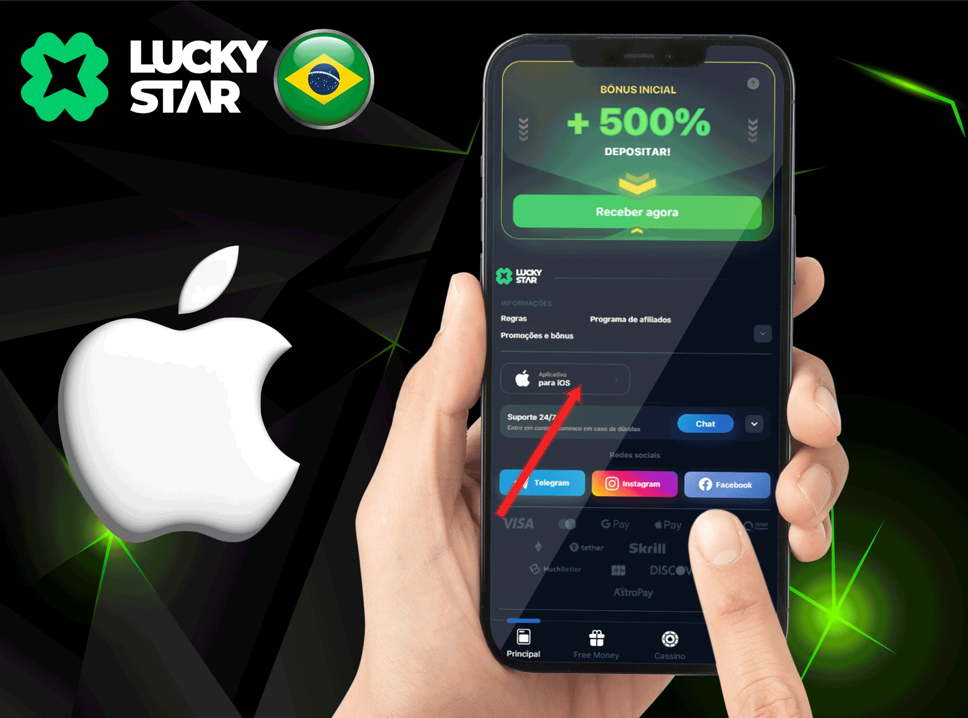Instalar a versão móvel do casino na plataforma Android. Versão móvel do Lucky Star em dispositivos iOS